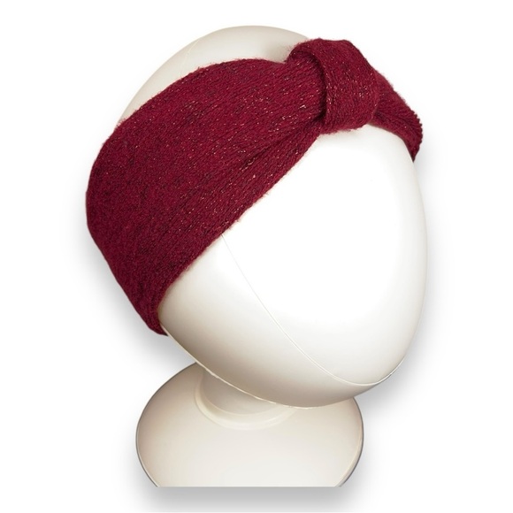 BURGUNDY GLITTER KNIT HEADBAND WOMENS - Picture 1 of 7